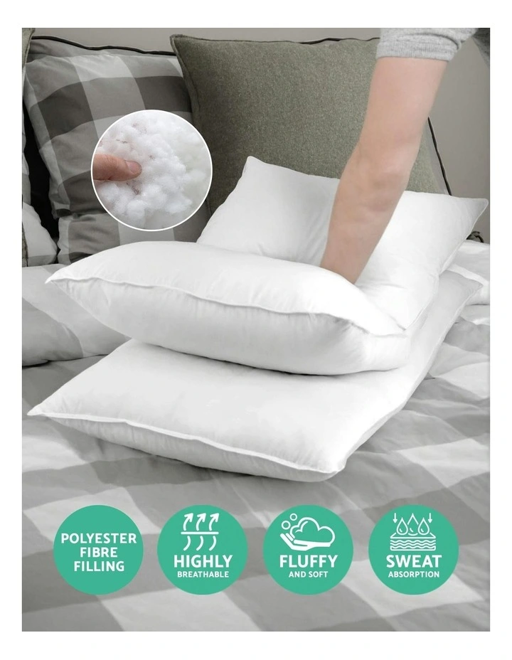 King Size 4 Pack Bed Pillow Medium*2 Firm*2 Microfibre Fiiling image 2