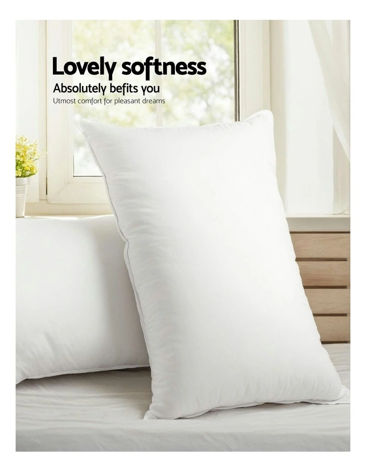 King Size 4 Pack Bed Pillow Medium*2 Firm*2 Microfibre Fiiling image 3