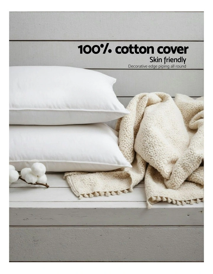 King Size 4 Pack Bed Pillow Medium*2 Firm*2 Microfibre Fiiling image 4
