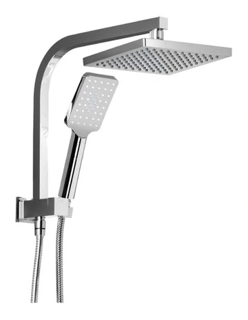Rain Shower Head Set Handheld Square High Pressure Chrome 8"