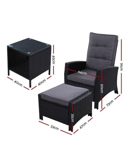 Gardeon Outdoor Setting Recliner Chair Table Set Wicker Lounge Patio Furniture Myer Gardeon Outdoor Setting Recliner Chair, Outdoor Wicker Recliner Set