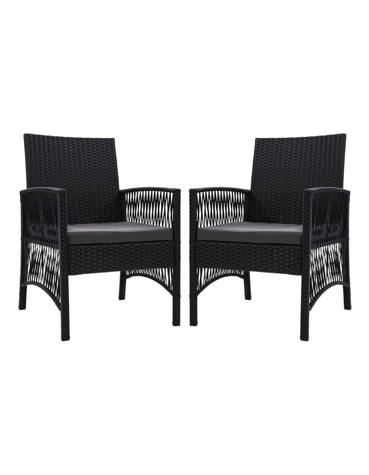 Outdoor Furniture Dining Chairs Rattan Garden Patio Cushion Black x2 Gardeon Black