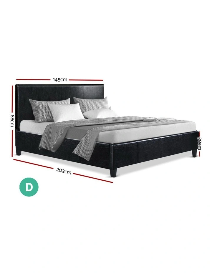 Artiss Double Size Pu Leather Bed Frame Headboard Black Myer Pu Leather Bed Frame Headboard Black, King Size Bed Frame With Headboard Black