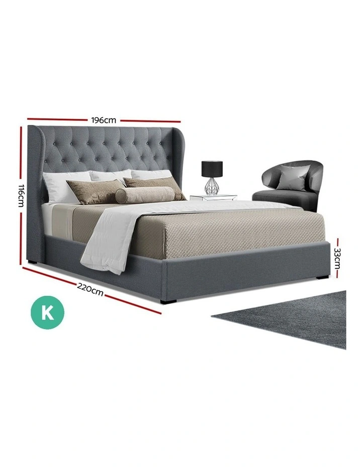 Artiss King Size Gas Lift Bed Frame Base With Storage Mattress Grey Fabric Wooden Myer Artiss King Size Gas Lift Bed Frame, Artiss Gas Lift Bed King Single