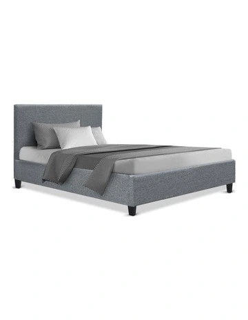 Single Size Bed Frame Base Mattress Platform Fabric Wooden Grey NEO