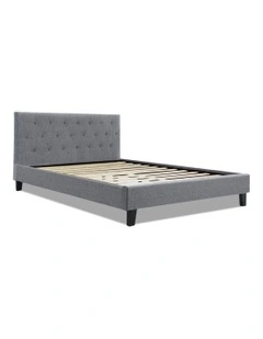 Queen Size Bed Frame VANKE Fabric Headboard Wooden Mattress Base
