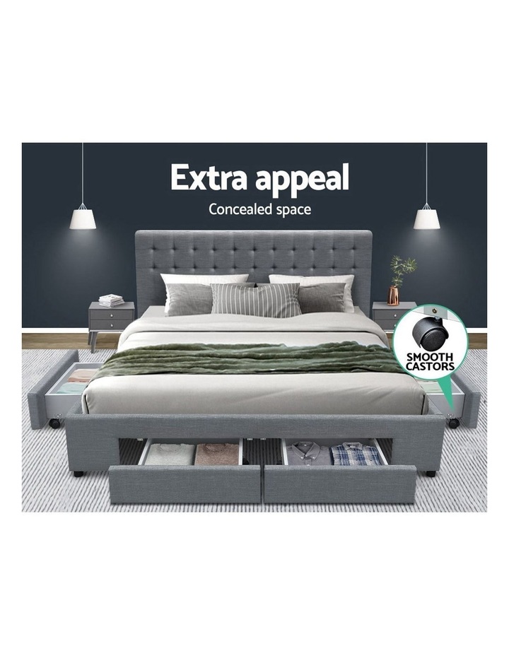Artiss King Bed Frame With 4 Storage Drawers Avio Fabric Headboard Wooden Myer Artiss King Bed Frame With 4 Storage, King Bed With Storage Drawers