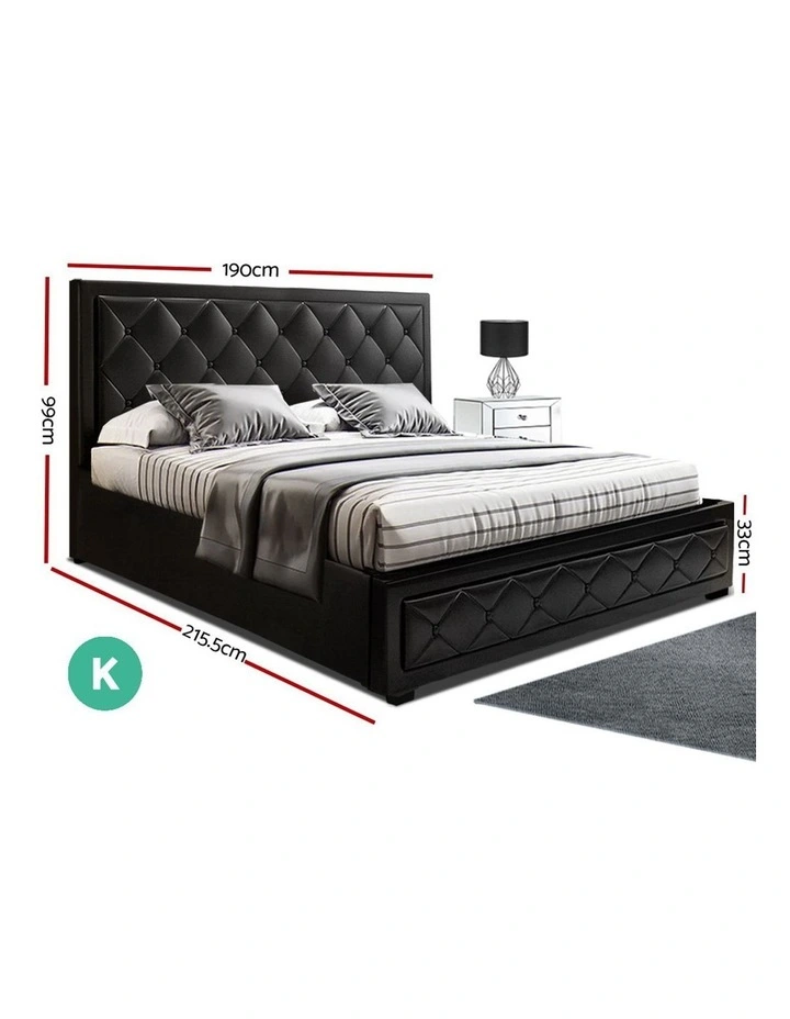 Artiss Tiyo King Size Gas Lift Bed Frame Base With Storage Mattress Black Leather Myer Artiss Tiyo King Size Gas Lift Bed, Lift Bed King Size