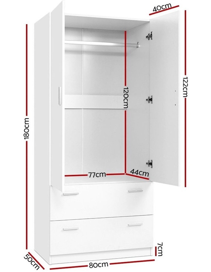 Artiss 2 Doors Wardrobe Bedroom Closet Storage Cabinet Organiser Armoire 180cm Myer