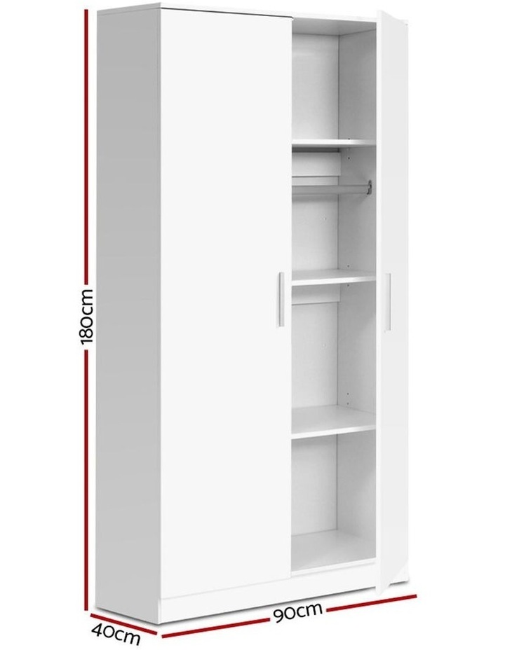 Artiss Multi Purpose Cupboard 2 Door 180cm Wardrobe Closet Storage Cabinet Kitchen Organiser White Myer