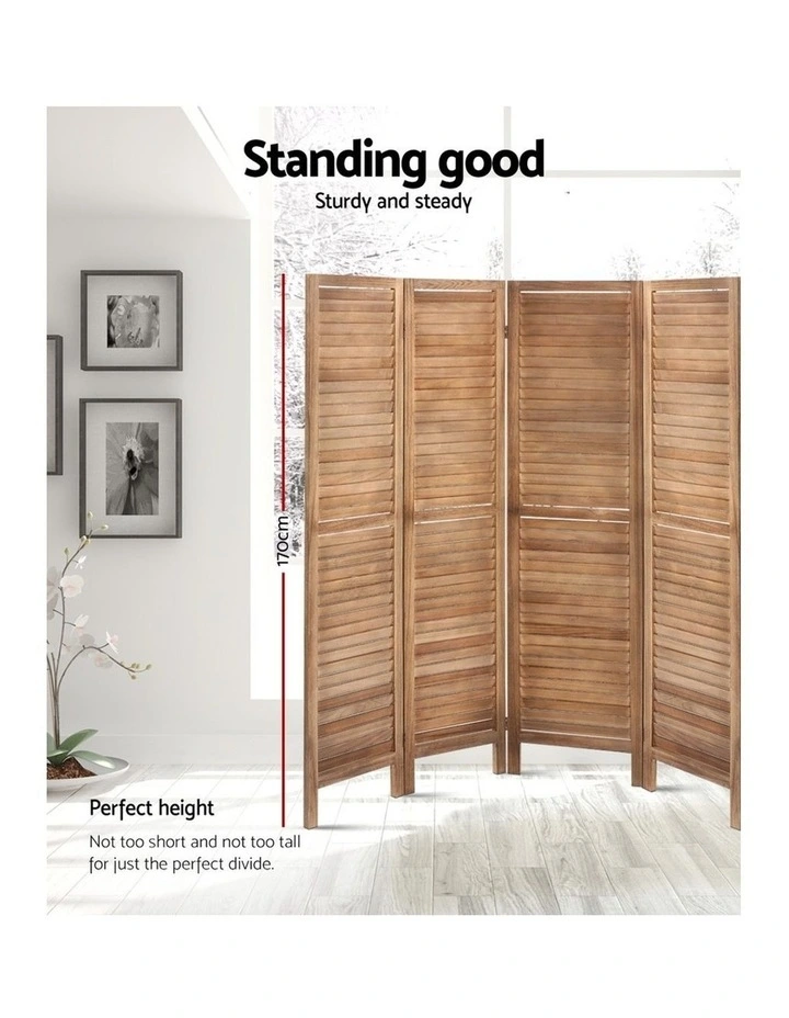Room Divider Screen Louver Oak 8 Panel 326x170cm image 3