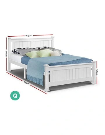 Wooden Queen Size Bed Frame in White