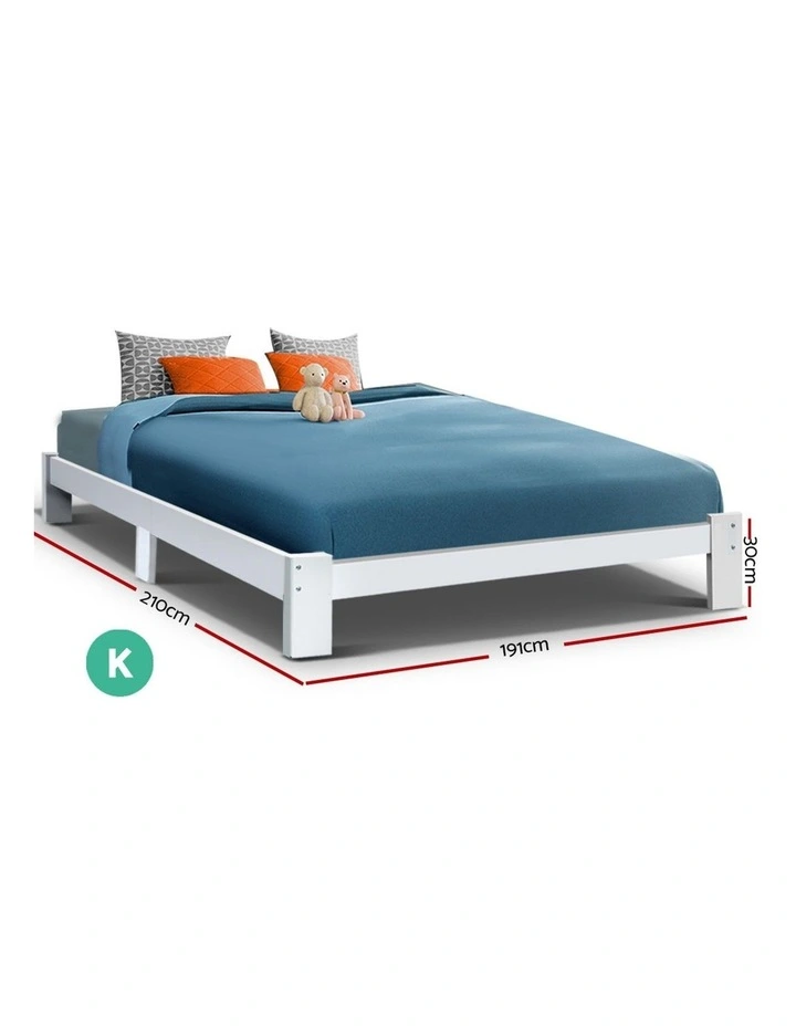 Artiss King Size Bed Frame Timber Pine Wood White Mattress Base Platform Bedroom Drawers Myer Artiss King Size Bed Frame Timber Pine, White King Size Platform Bed Frame