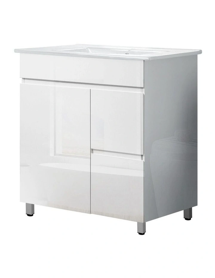 750mm Bathroom Vanity Cabinet Unit Wash Basin Sink Storage Freestanding White image 1