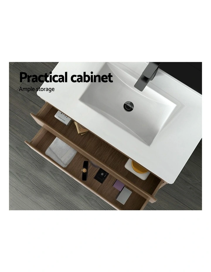 Bathroom Vanity Cabinet Basin Unit Sink Storage Wall Hung Oak White 900mm image 5