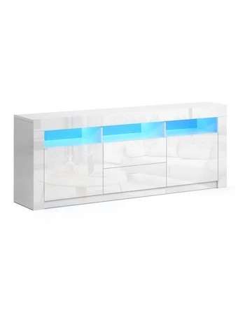 TV Cabinet Entertainment Unit Stand RGB LED Gloss Drawers 160cm in White