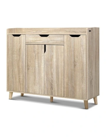 Shoe Rack Cabinet Adjustable 26 Pairs in Pine Cissy
