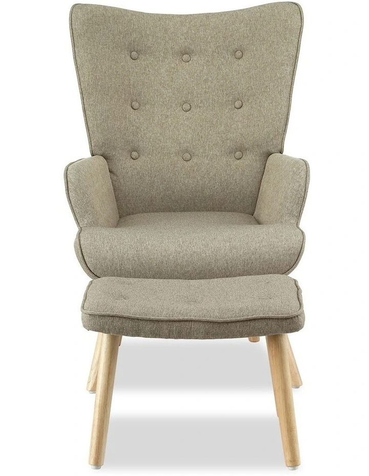 Armchair And Ottoman in Beige image 2