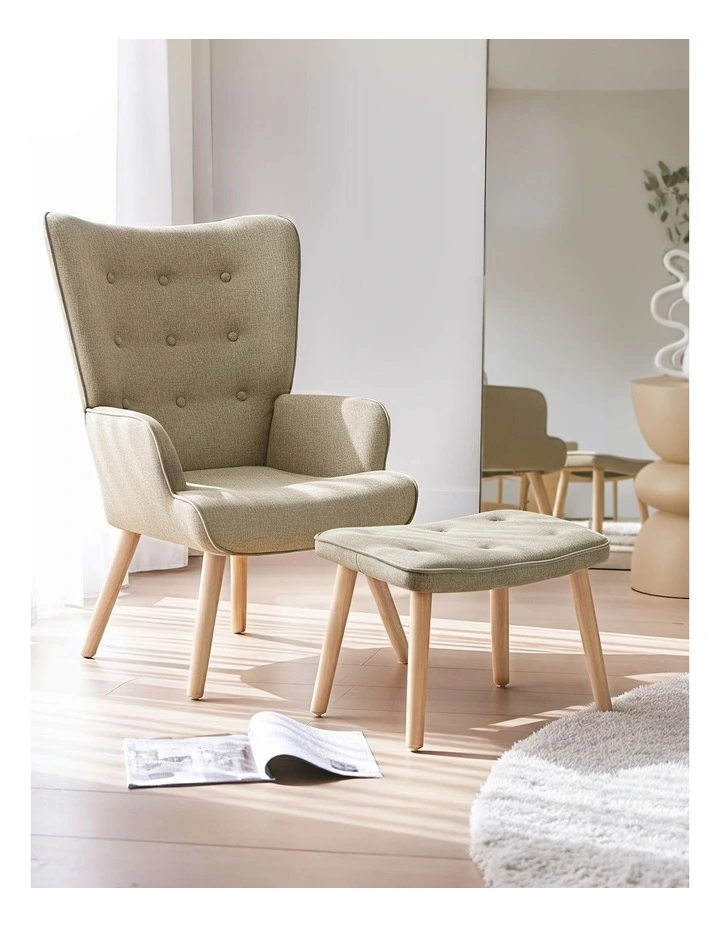 Armchair And Ottoman in Beige image 4