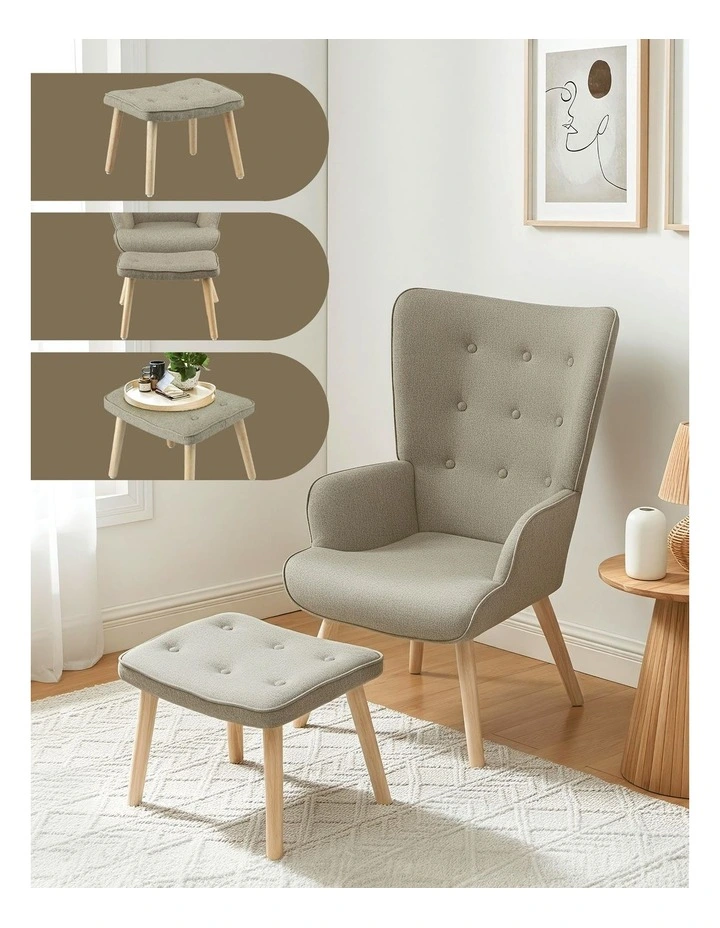 Armchair And Ottoman in Beige image 5