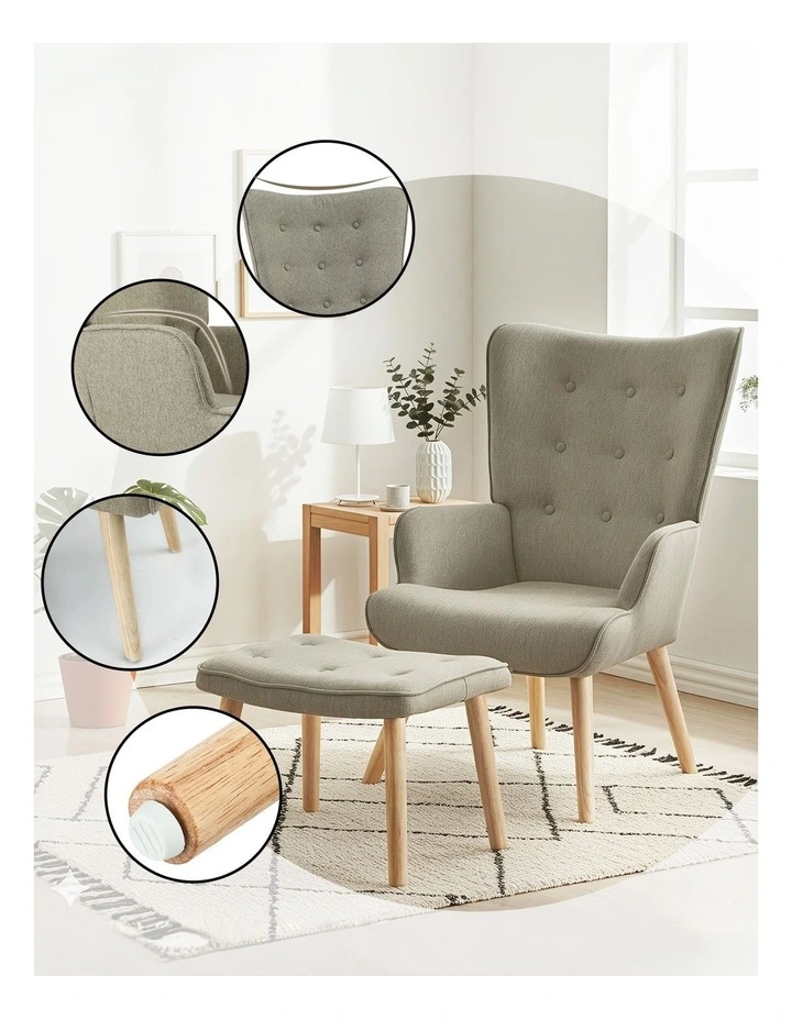 Armchair And Ottoman in Beige image 6