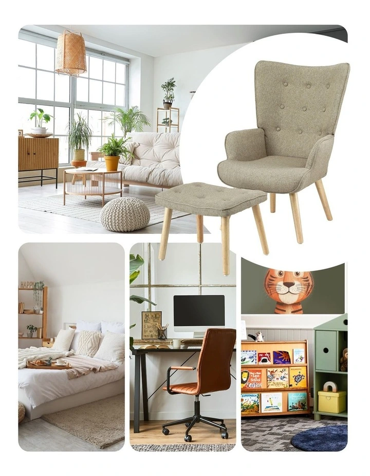 Armchair And Ottoman in Beige image 7