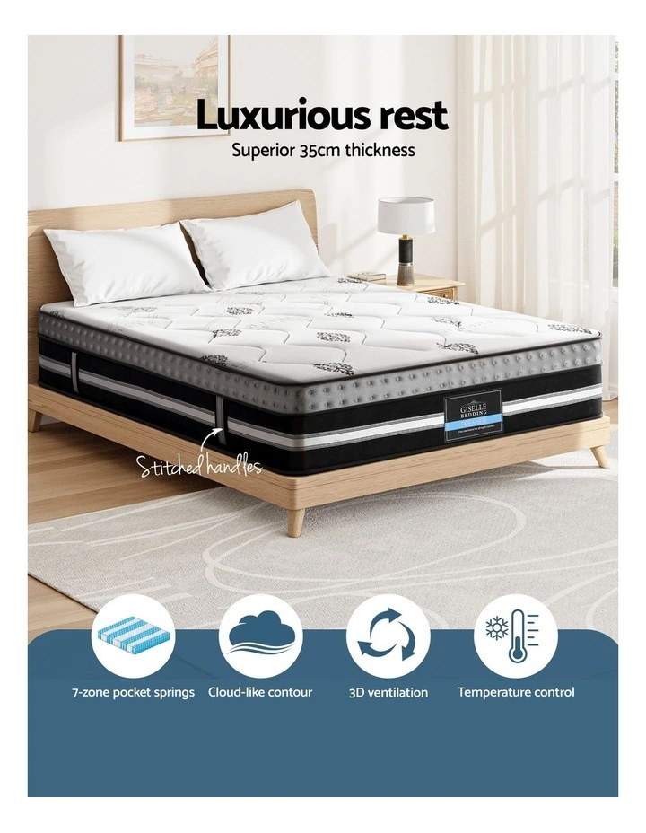Queen Size Medium Firm Mattress 35cm in White image 5