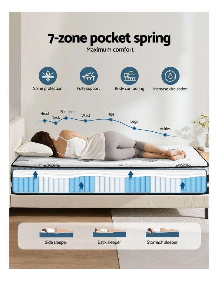 Queen Size Medium Firm Mattress 35cm in White image 6