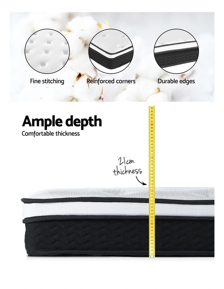 Bonnell Euro Top Spring Foam King Single Mattress 21cm in White image 6