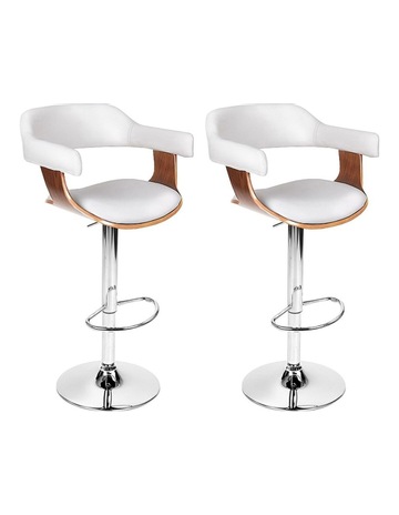 Selina Kitchen Swivel Bar Stool Set Of 2 Leather White