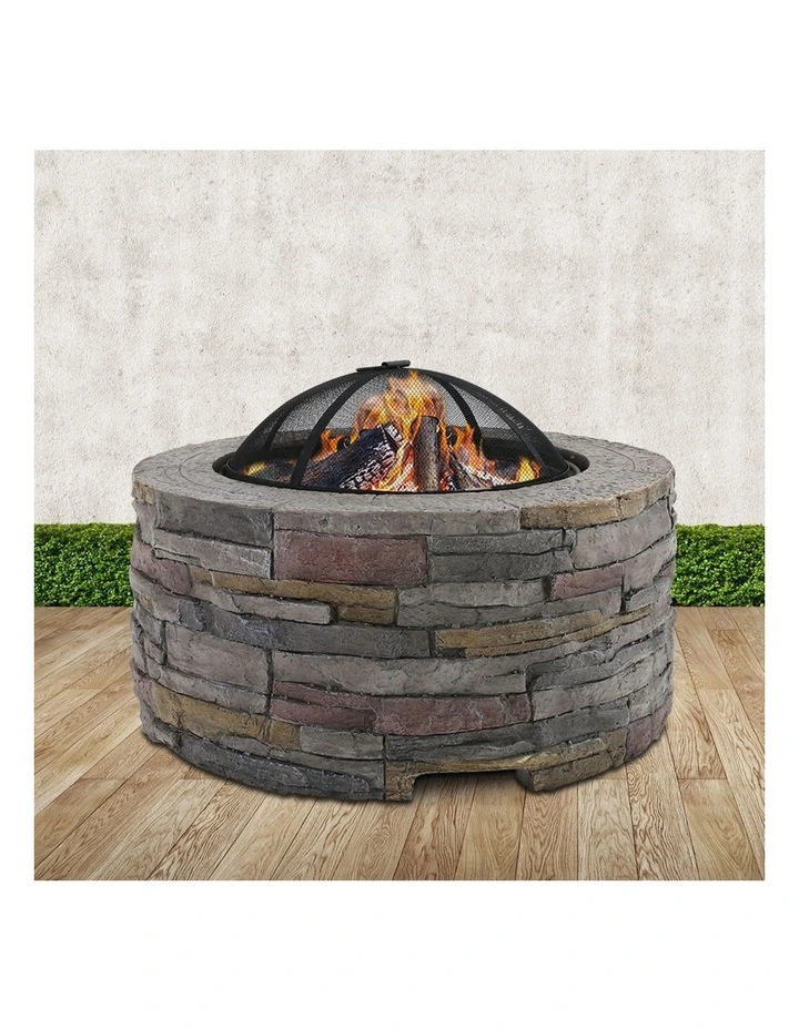 Round Fire Pit Outdoor Grey image 3