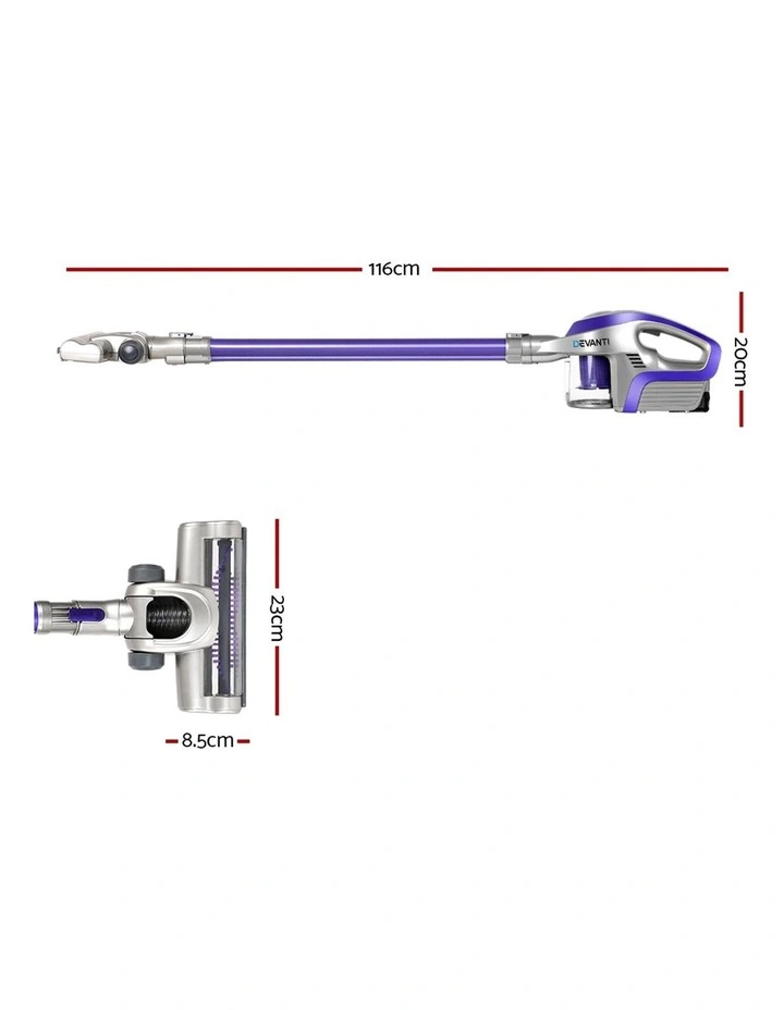 Devanti Handheld Vacuum Cleaner Cordless HEPA Filter 150W Purple image 2