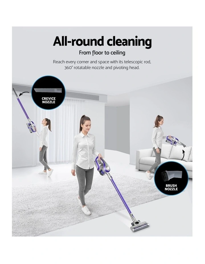 Devanti Handheld Vacuum Cleaner Cordless HEPA Filter 150W Purple image 5