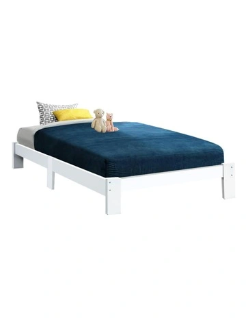 Jade Wooden Single Bed Frame in White