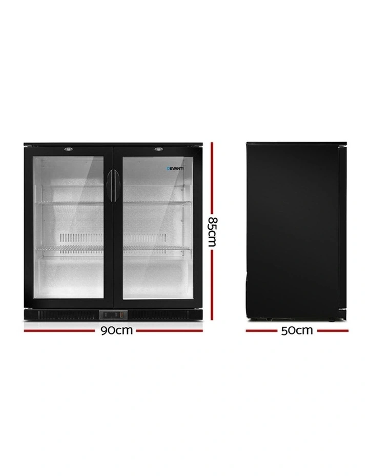 2 Glass Door Bar Fridge Black BF-E-198L-BK image 2