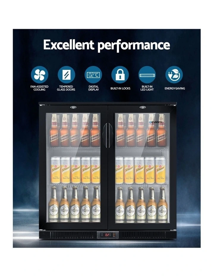 2 Glass Door Bar Fridge Black BF-E-198L-BK image 4
