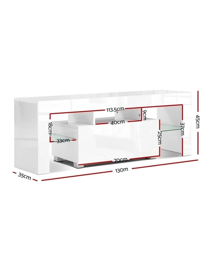 TV Cabinet Entertainment Unit Stand RGB LED in White image 3