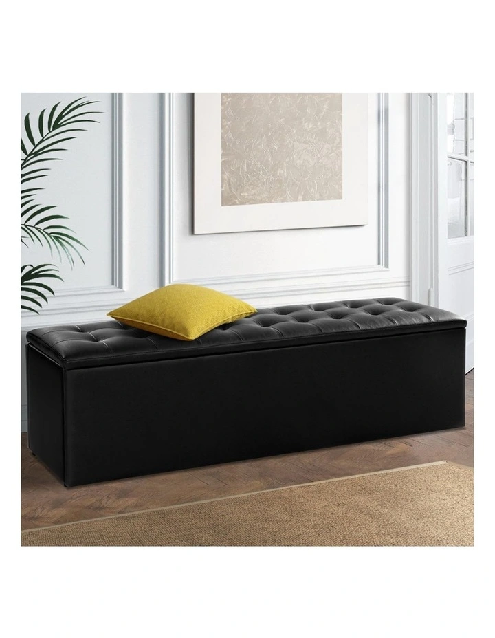 Storage Ottoman in Black image 3