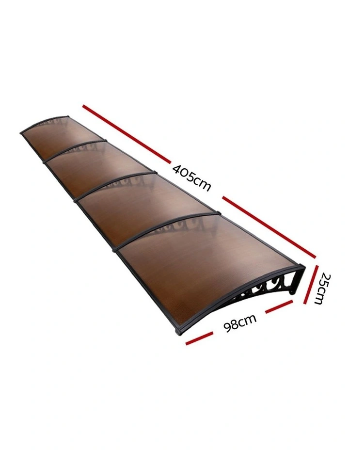 Instahut Window Door Awning 1mx4m Canopy Patio UV Sun Shield DIY 9n in Brown image 2