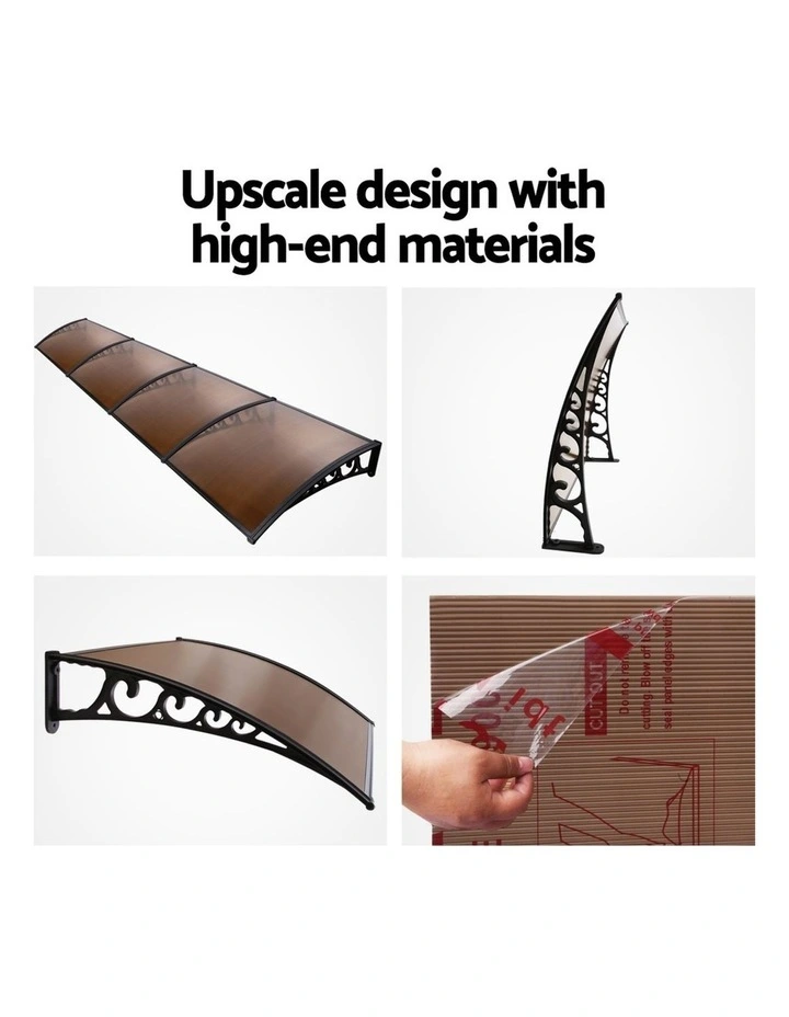 Instahut Window Door Awning 1mx4m Canopy Patio UV Sun Shield DIY 9n in Brown image 6