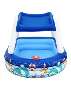 Inflatable Swimming Pool W/ Canopy In Blue
