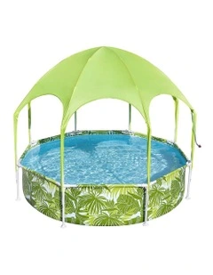 Above Ground Swimming Pool with Mist Shade in Green