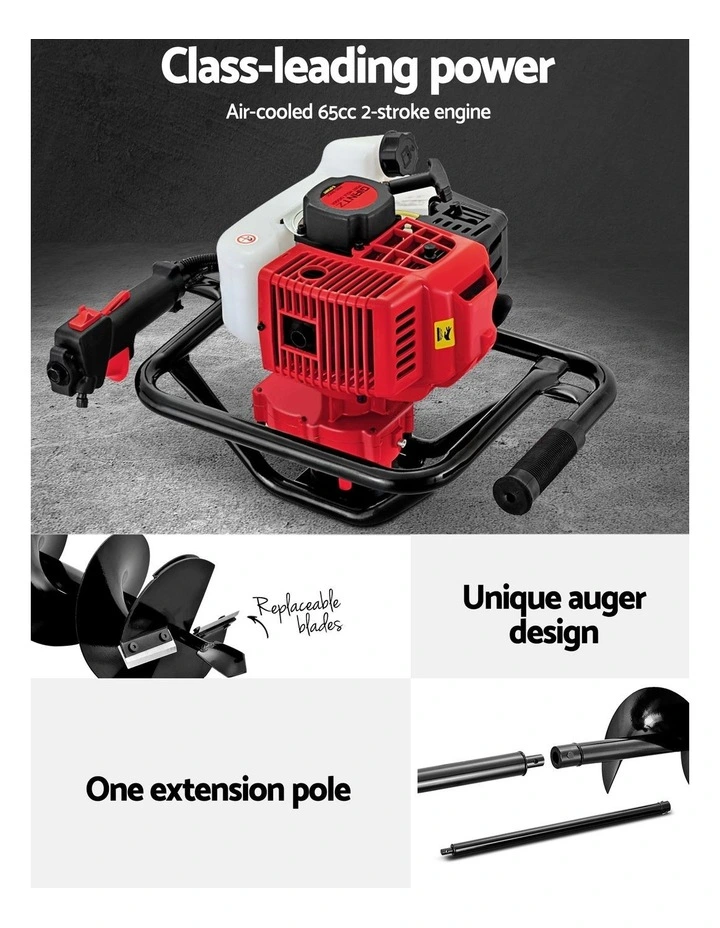 Giantz 92CC 20mm EE Petrol Post Hole Digger Drill Borer Fence Extension Auger Bits image 5