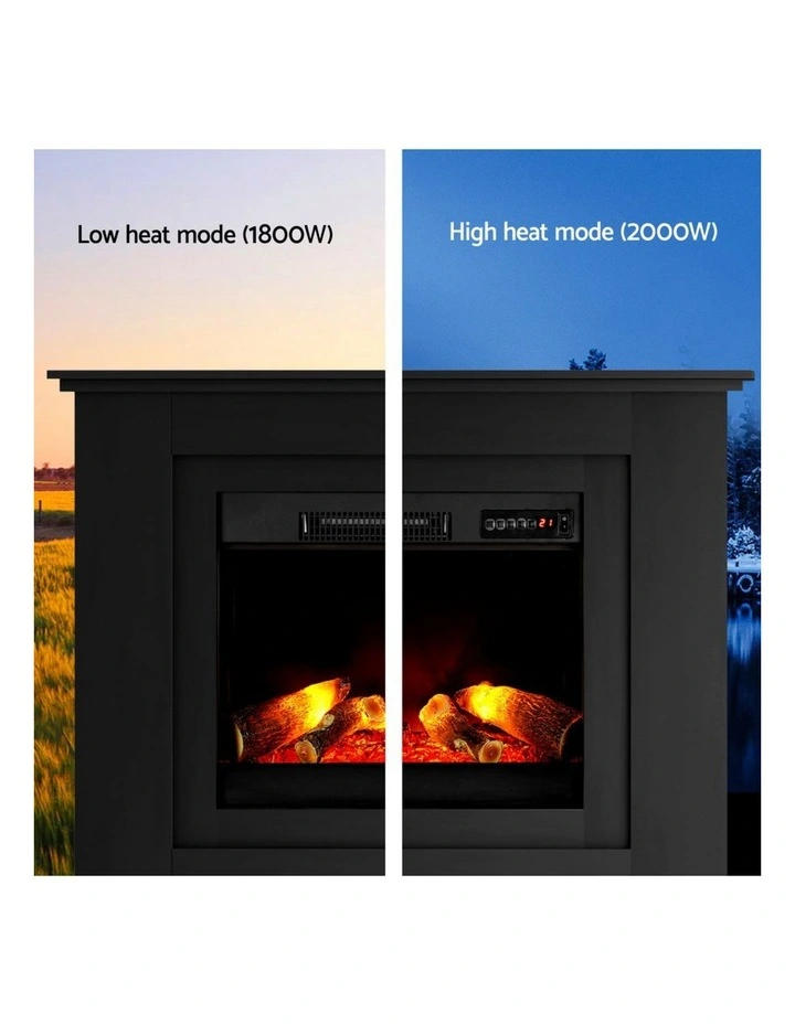 Electric Fireplace Fire Heater 2000W Black image 4