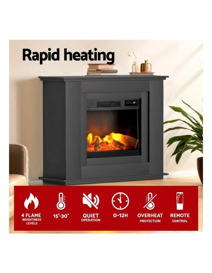 Electric Fireplace Fire Heater 2000W Black image 5