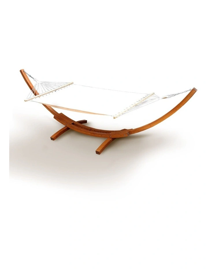 Double Tassel Wooden Stand Hammock in Cream image 1
