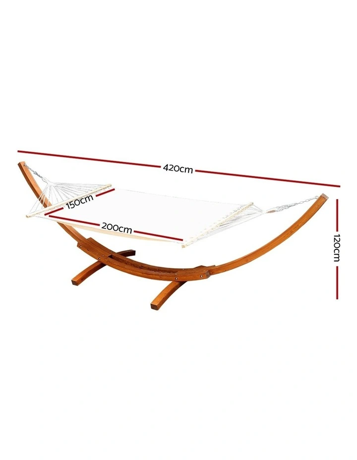 Double Tassel Wooden Stand Hammock in Cream image 2
