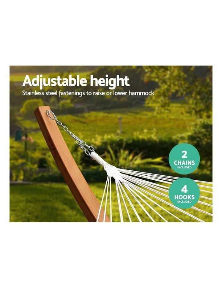 Double Tassel Wooden Stand Hammock in Cream image 6