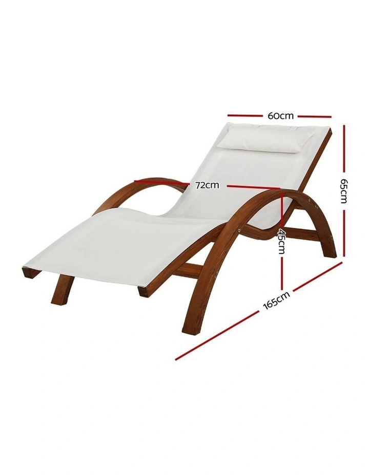 Outdoor Wooden Sun Lounge In White image 4