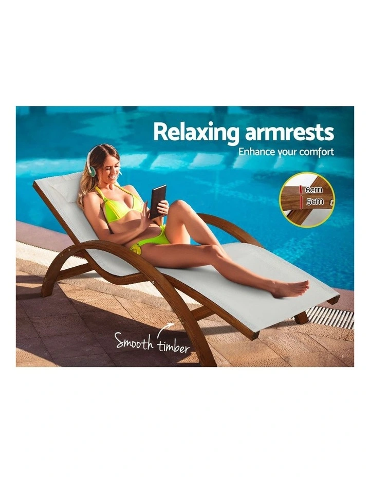 Outdoor Wooden Sun Lounge In White image 5
